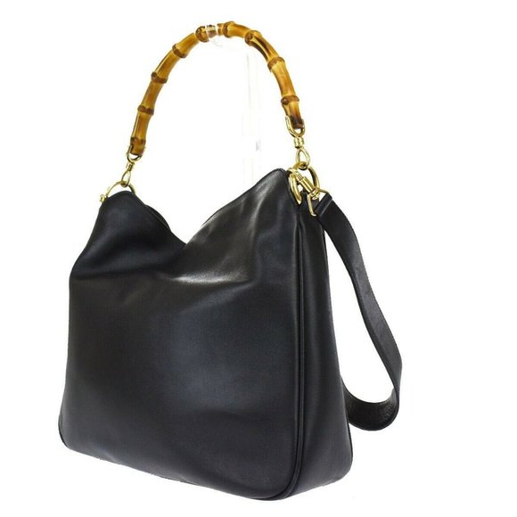 Auth Gucci Bamboo 2Way Hand Bag Black #34238G14B - Picture 4 of 10